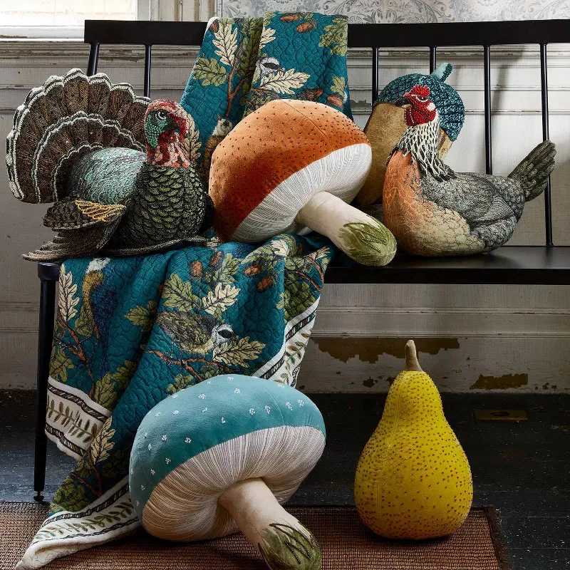 Beaded Mushroom Novelty Pillow Blue - John Derian Company