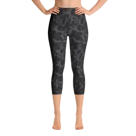 Black Fur Capri Yoga Pants
