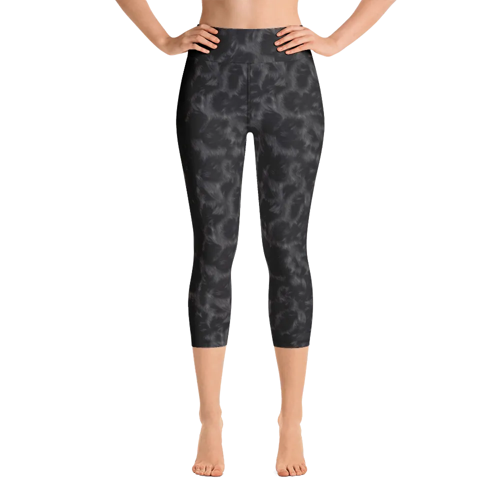 Black Fur Capri Yoga Pants
