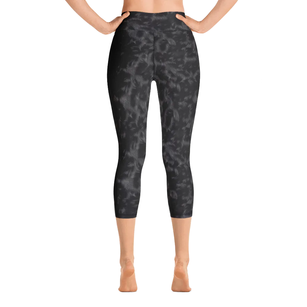 Black Fur Capri Yoga Pants