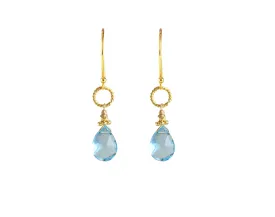 Gold Swiss Blue Quartz Rope Link Earring