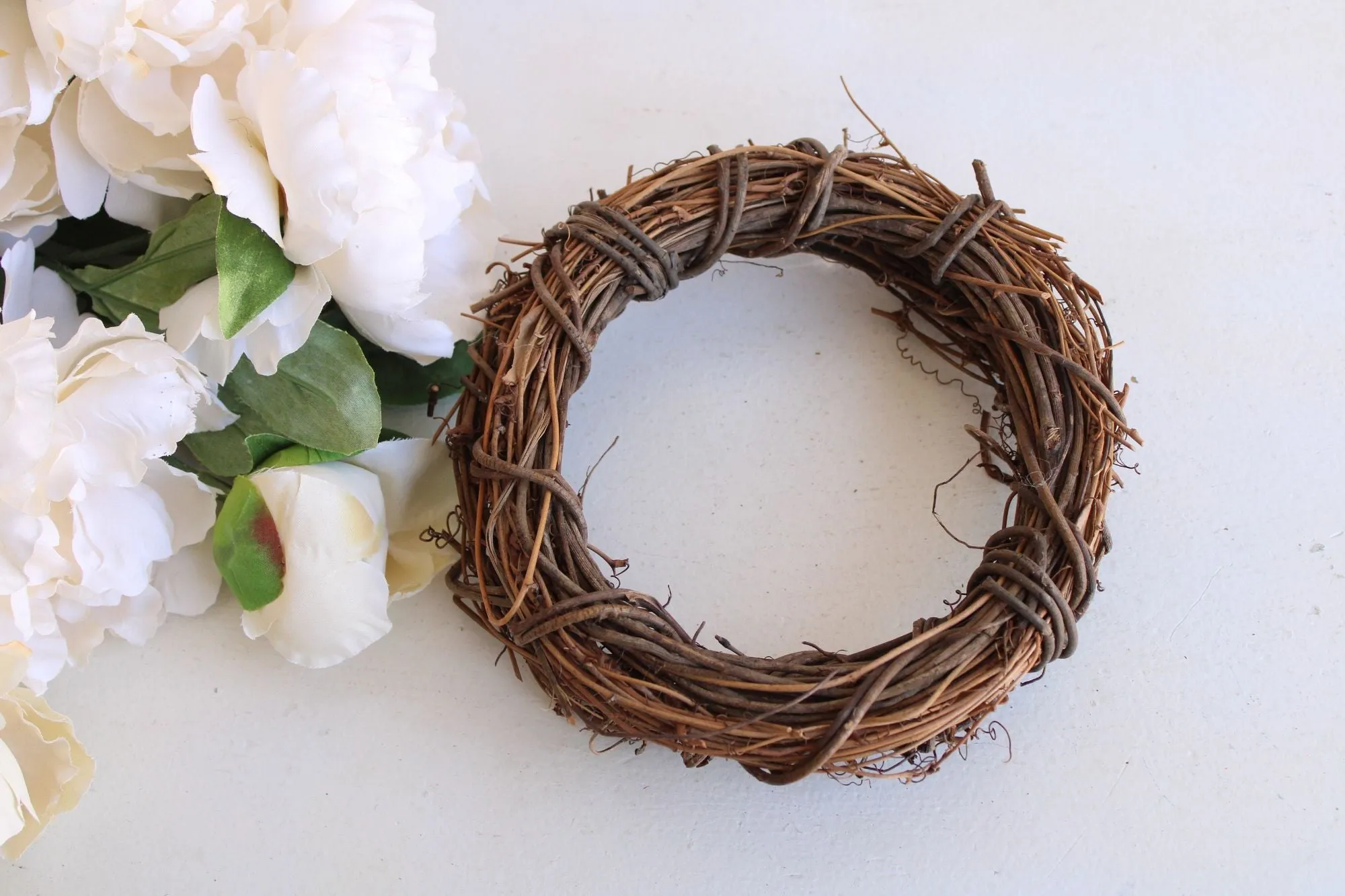 Grapevine Wreath, NOS, 6" Diameter, Single or Double, Natural Round