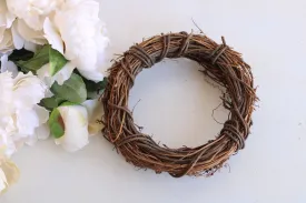 Grapevine Wreath, NOS, 6" Diameter, Single or Double, Natural Round