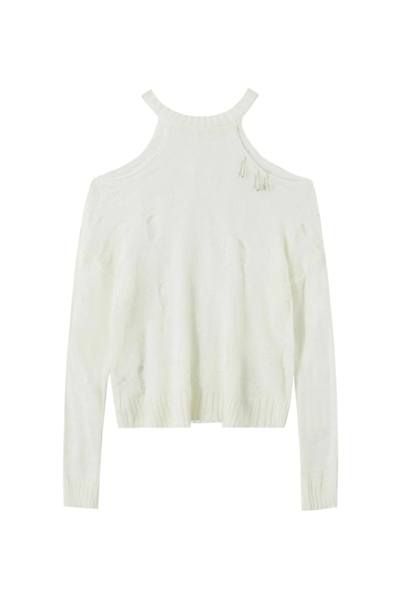 Halter Neck Off Shoulder Knit Sweater Top Cherrykitten