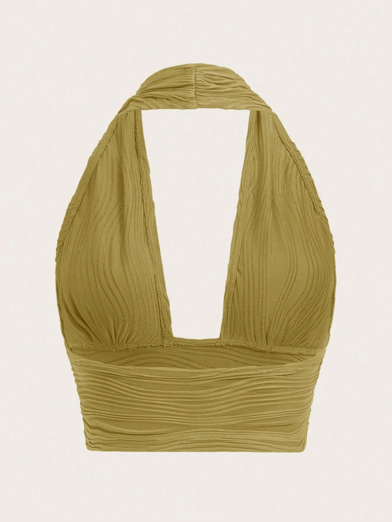 ICON Solid Backless Crop Halter Top
