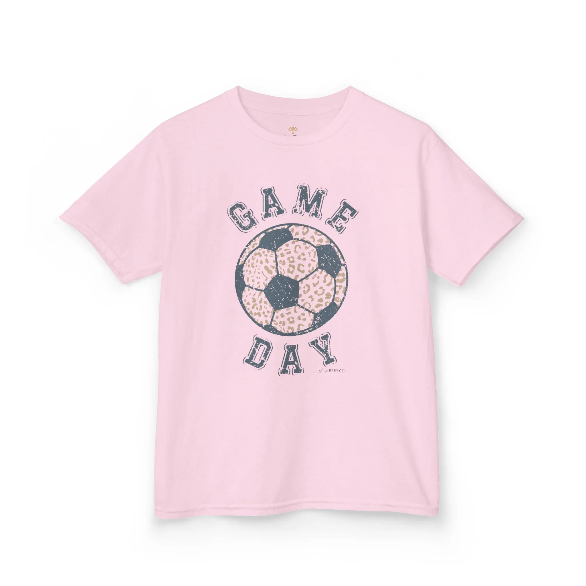 Kids Heavy Cotton Gildan Soccer Game Day Leopard Hive Tee