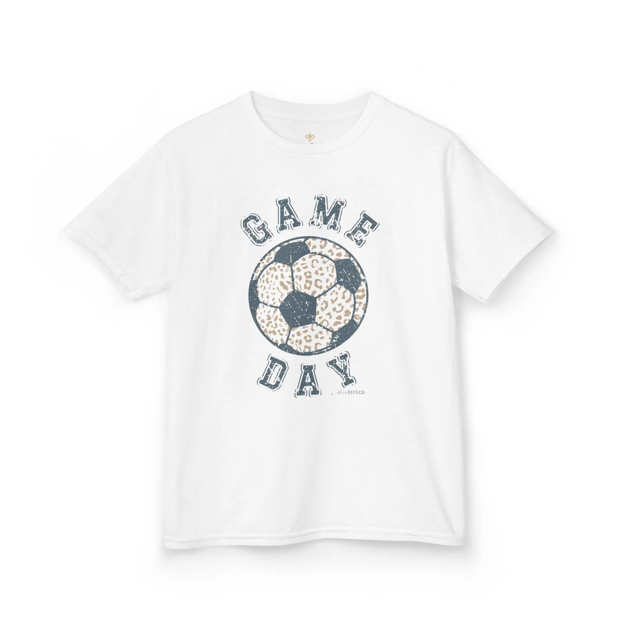 Kids Heavy Cotton Gildan Soccer Game Day Leopard Hive Tee