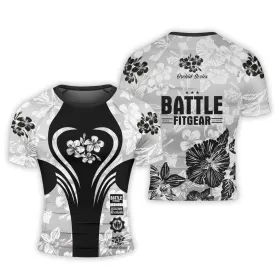 Orchid Series White Heart Pattern Men's Short Sleeve Rash Guard