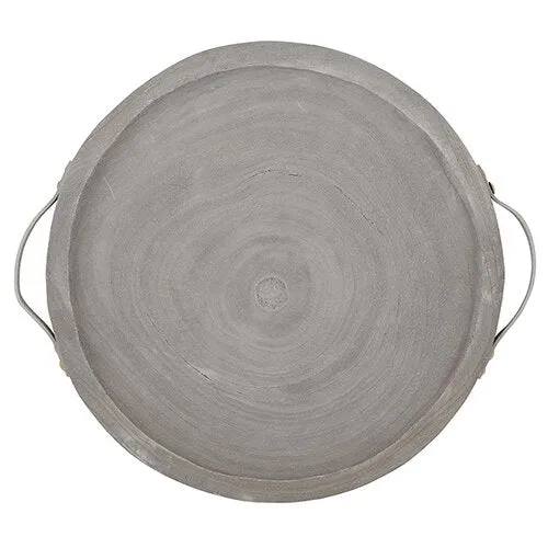 Paulownia   Leather Tray, Grey