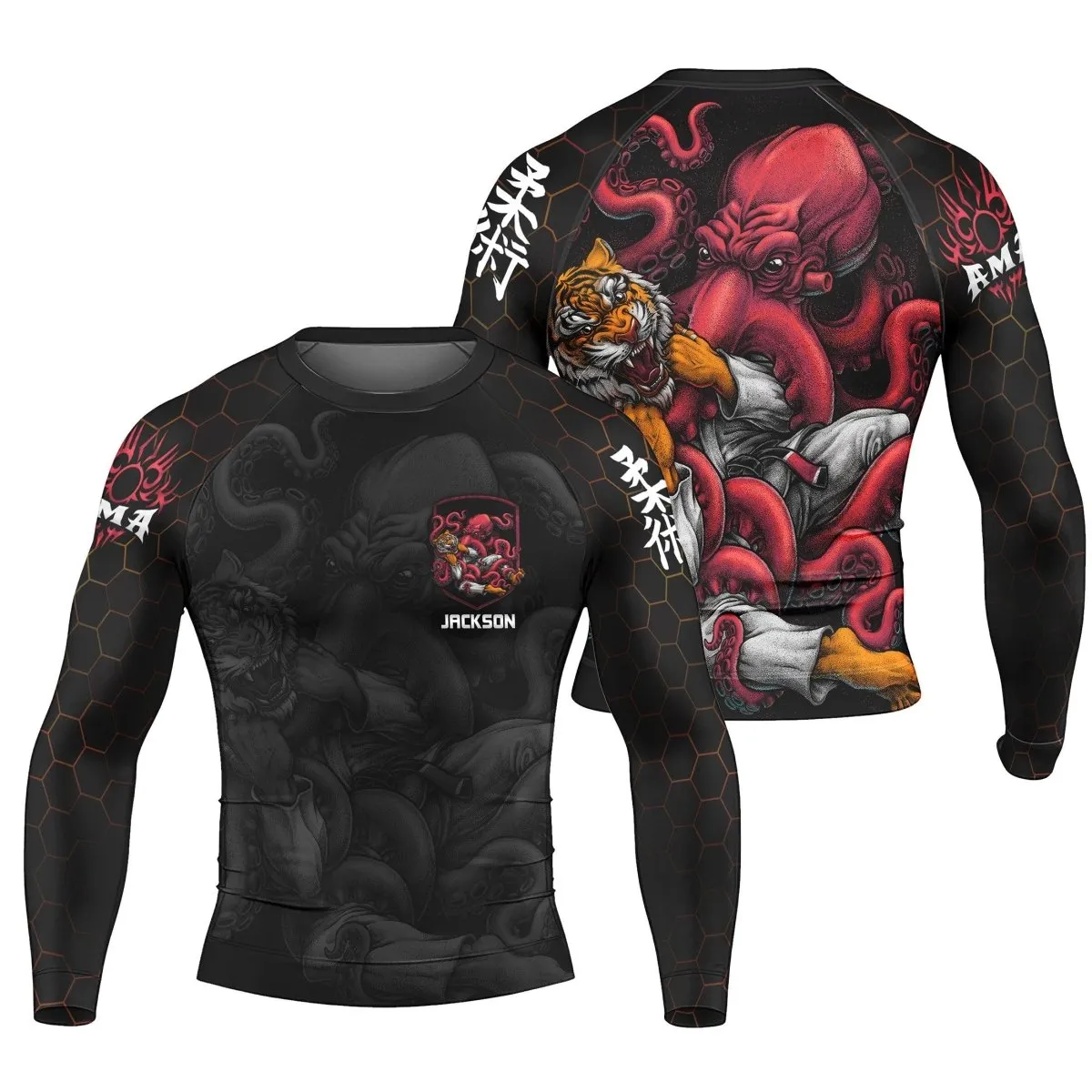 Personalized Cthulhu Battle Tiger Long Sleeve Rash Guard