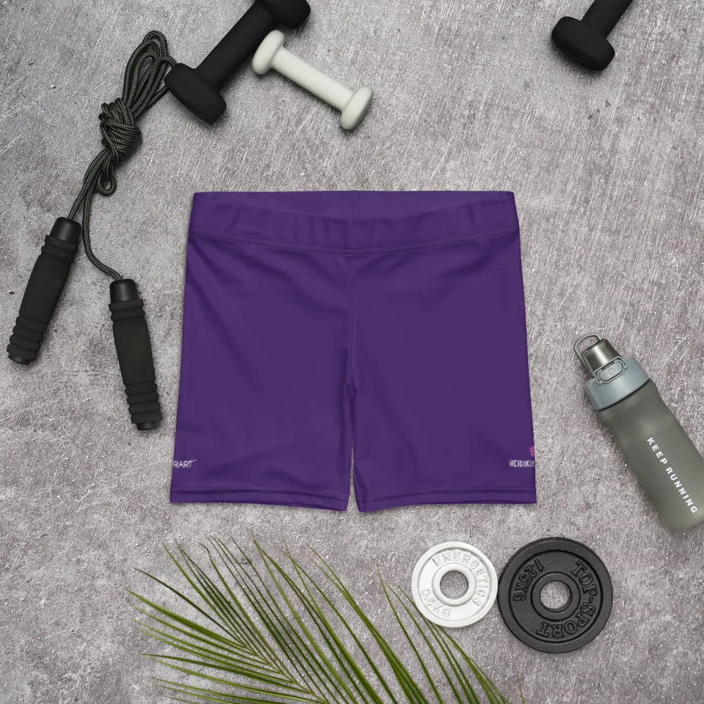 Purple Women's Shorts, Solid Color Purple Modern Short Tights For Women- Made in USA/EU