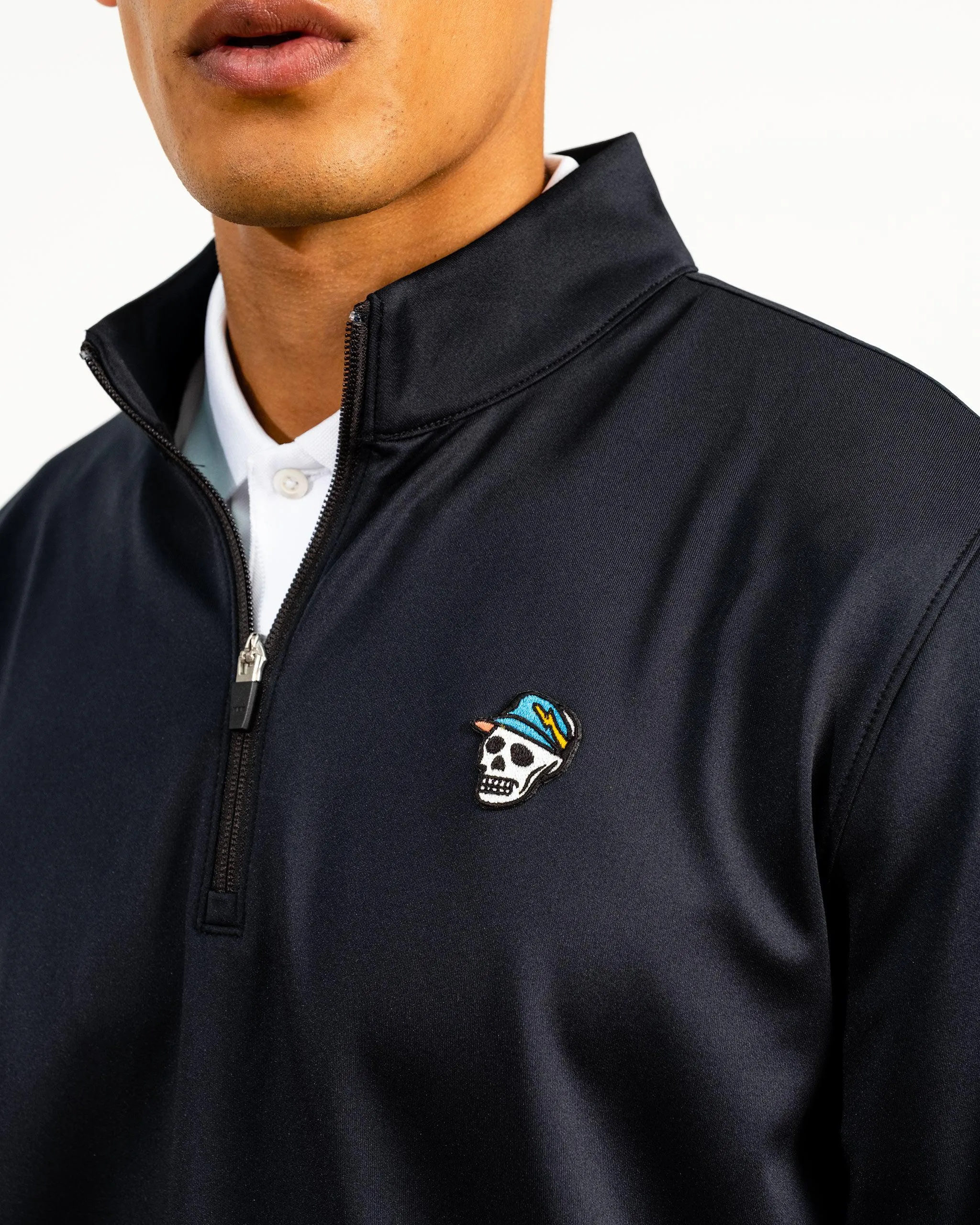 Skull Icon 1/4 Zip - Black