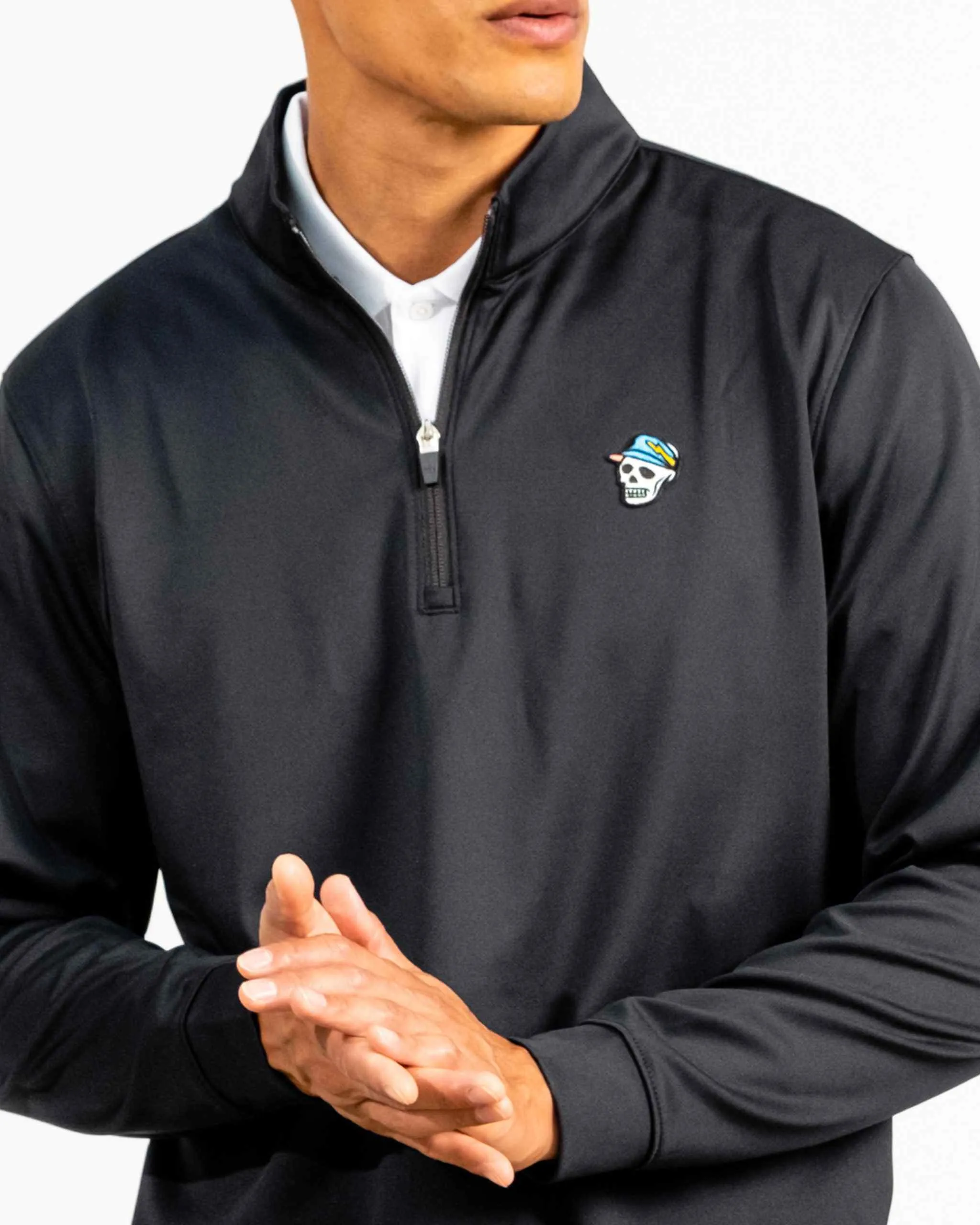 Skull Icon 1/4 Zip - Black